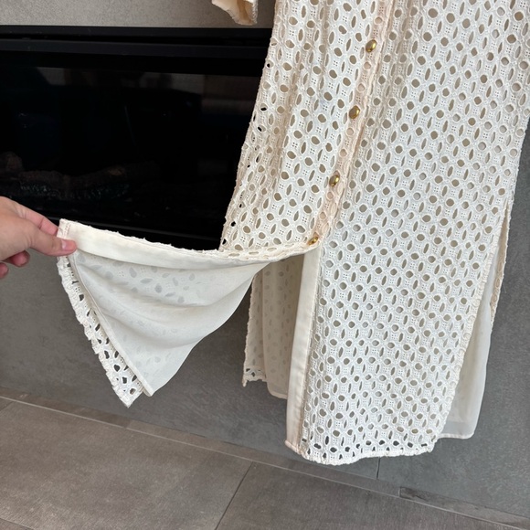 ZARA CREAM EMBROIDERED CUTWORK MIDI DRESS, SIZE M - Picture 15 of 16